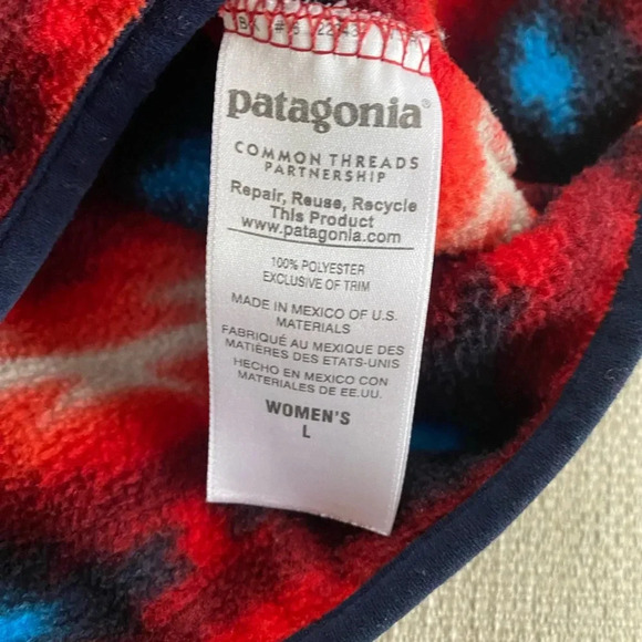 Patagonia Synchilla Jacket Women’s Large Aztec Red Wild Desert Print Snap T - Picture 6 of 9